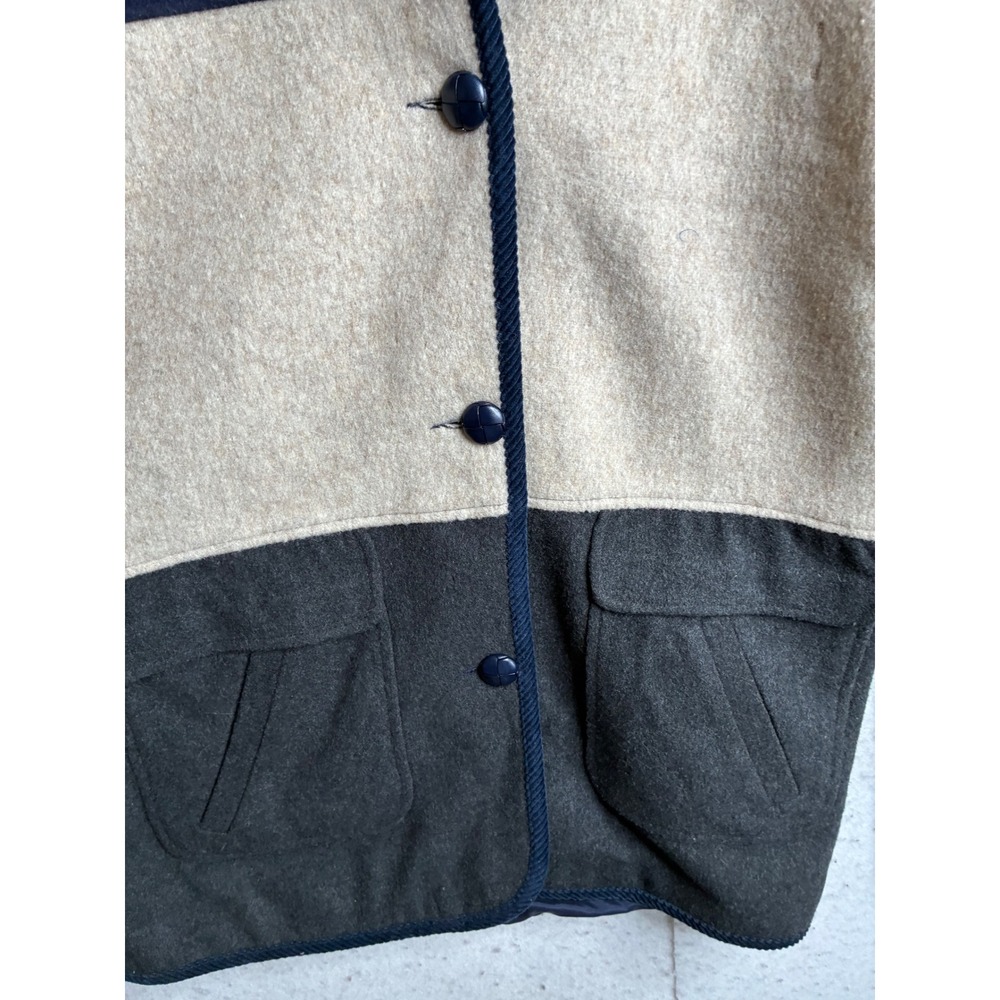 Herman Kay Wool Blend Colorblock Jacket Navy Cream Grey Vintage Size 6 - Picture 10 of 10